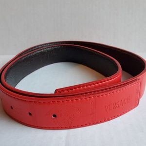 Versace Red Leather Belt 49.5in 50/125